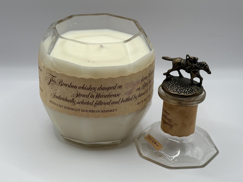Blanton’s bottle candle with its horse topper beside it